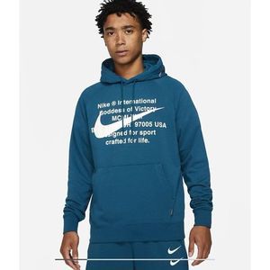 Nike Sportswear French Terry swoosh Blue force hoodie Men's Large  DB4965-499